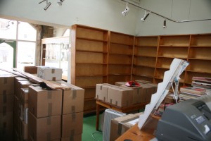 Empty shelves at Station House